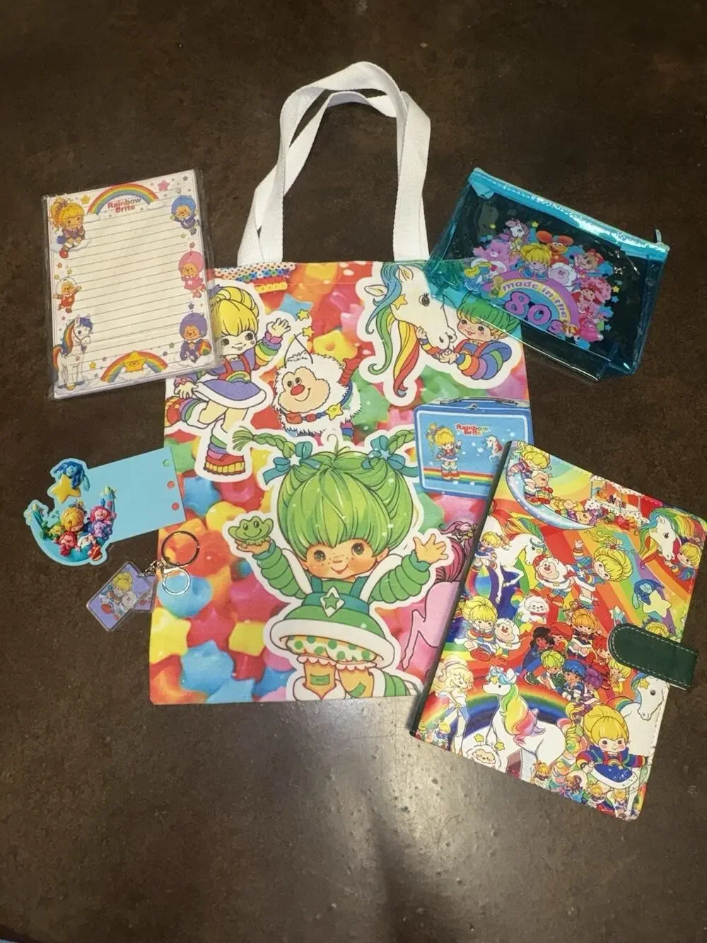 Rainbow Brite A5 binder with matching paper, tote bag, Keychain, Divider Bundle